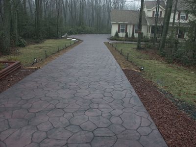 Victorian Red Basalt Get the Look Stamping Santarelli Stamped Concrete 