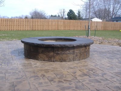 Stamped Concrete Patio With Firepit Outdoor Fire Pits Concrete Impressions, 