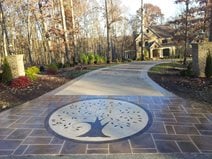 Decorative Overlay Engraved With A Circular Tree Motif
Site
Champney Concrete Finishing
Lynchburg, VA