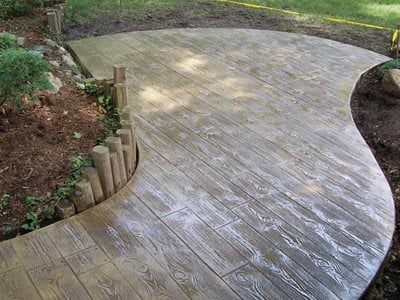 Faux Bois Patio, Wood Stamped Concrete
Site
Concrete Creations
Plymouth, IN