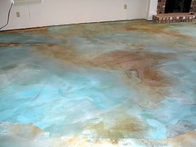 Stained concrete faux finish floor