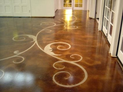 Stained concrete patterned floor