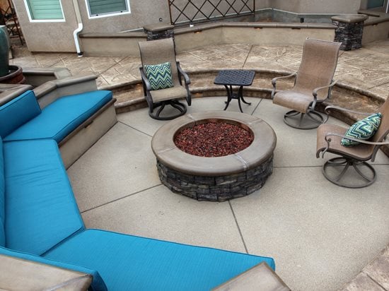 exposed aggregate fire pit patio