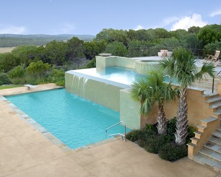 Concrete Pool Deck, Concrete Pool
Tropical Decorative Concrete
Land Design Texas
Boerne, TX