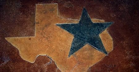 德克萨斯之星，得分混凝土场地装饰Crete-Worx大草原，德克萨斯州